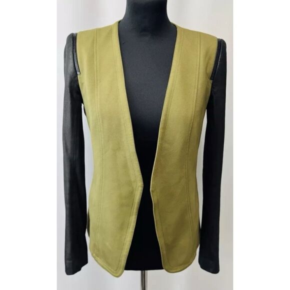 Theory Yaisa Pryor Leather Sleeve Blazer Size S / Excellent - Picture 5 of 8